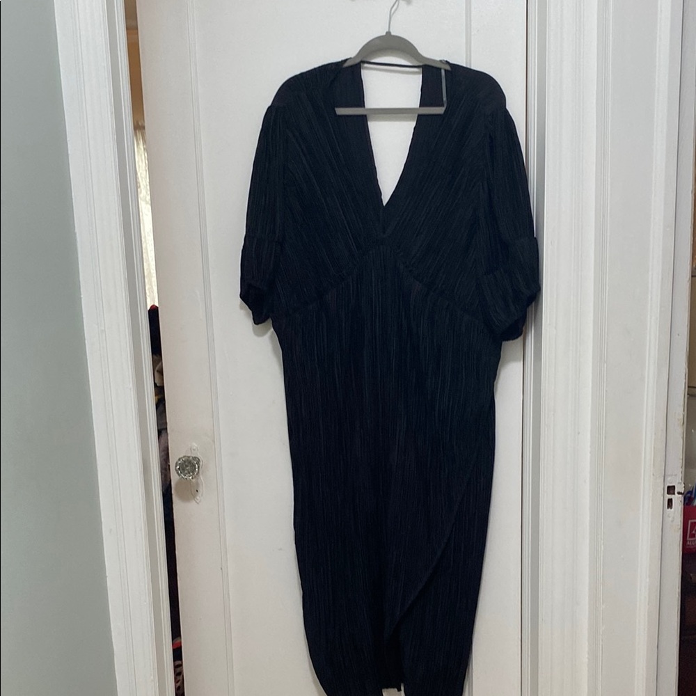 Anthropologie Black Textured Midi Dress